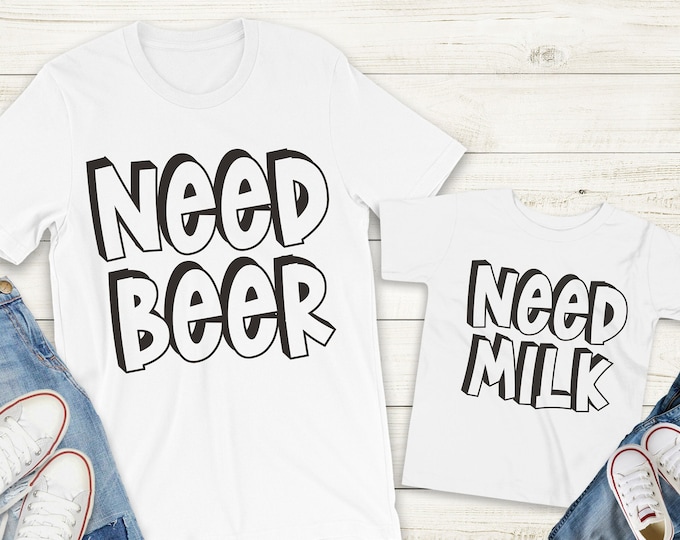 Funny Dad Shirt, Daddy t-shirt, Shirt for Dad, Father's Day tee, Funny gift for dad, Need Beer Shirt, Daddy and Mini Shirt, Matching Dad tee