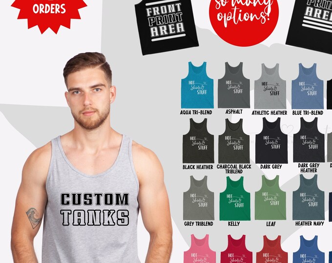Unisex Tanks, Custom Design Your Own Tank Top Multicolors, Custom Text Tanks, Custom Tanks, Personalized Text Tank Top, Women Men Tank