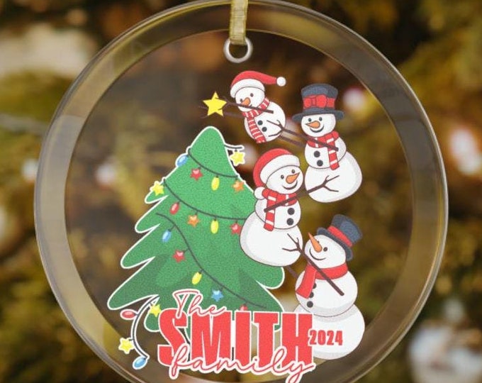Personalized Family Christmas Ornament Family Ornament With Year Custom Christmas Gift Customized Ornament with Family Name Snowman Ornament