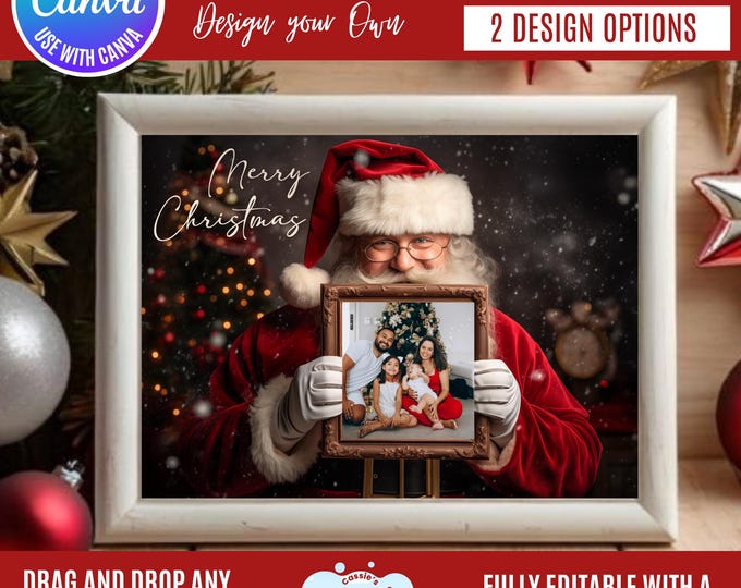 Santa Claus Christmas Photo Frame Canva Template (Digital Download)