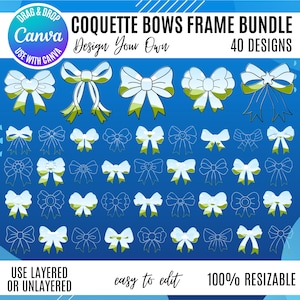 Canva Coquette bow template, Canva coquette frame, Canva Editable bow Frame, Coquette Canva Templates Bundle, cute bow frmes, Canva Template