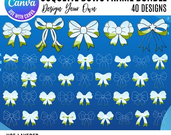 Coquette Bow Canva Template: Editable Frames (Digital Download