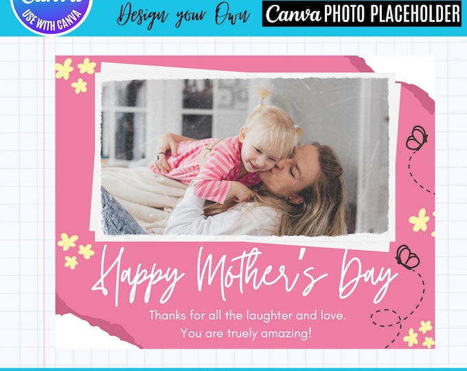 Mother’s Day Photo Card Canva Template | Editable Printable Mom Card | Custom Picture Mother’s Day Card | Instant Download Digital Card