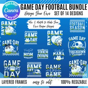 Football Canva Bundle, Canva Football player templates, football team bundle, football season canva, game day template, canva sports bundle