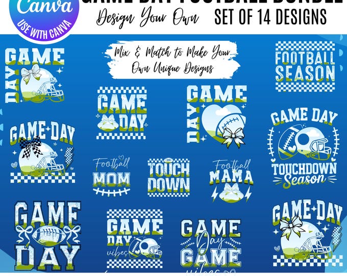 Football Canva Bundle, Canva Football player templates, football team bundle, football season canva, game day template, canva sports bundle