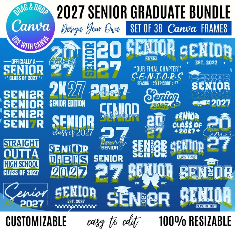 Senior 2027 Canva Template Bundle: Graduation Designs (digital Download ...