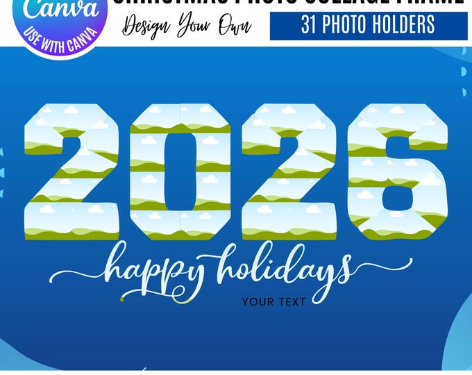 2026 Christmas Photo Collage Ornament Template, Family Christmas 2026, custom Photo Ornament Canva, 2026 holiday gift, 2026 photo collage