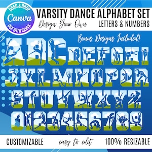 Canva Dance Alphabet, Canva Frame Template, Fill your own letters, Canva Alphabet, Canva Dance Letters, Dance Ballet Alphabet, Love to Dance