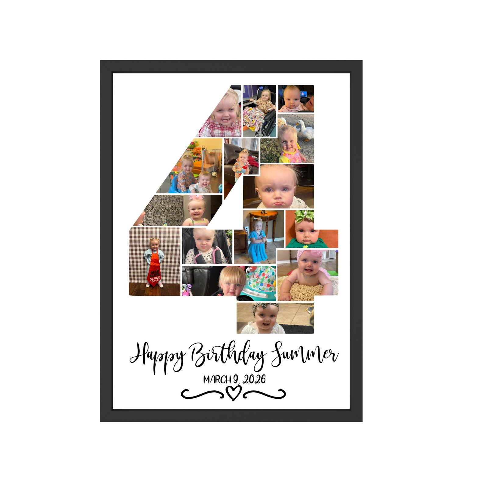 4th Birthday Photo Collage Template: Number 4, 15 Photos (canva ...