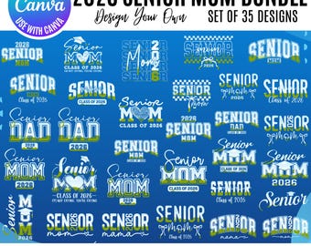 2026 Senior Mom Canva Frames: Drag & Drop Templates (Digital Download), Canva Mom Graduation templates