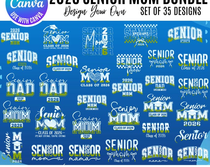 2026 Senior Mom Graduation Canva Frame Bundle, Canva Senior Mom Templates, 2026 graduation designs, Drag & Drop senior, 2026 canva templates