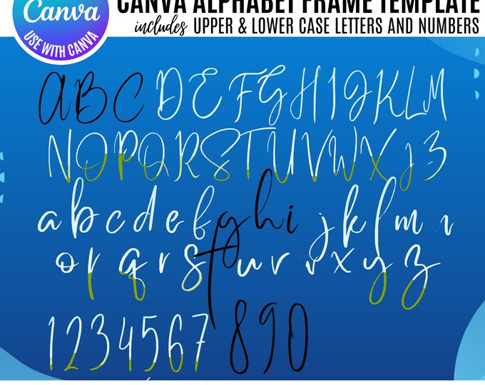 Fancy Alphabet Canva Bundle, Canva Letter clipart (Digital Download), Upper and Lowercase Letters, Elegant Canva script alphabet and numbers