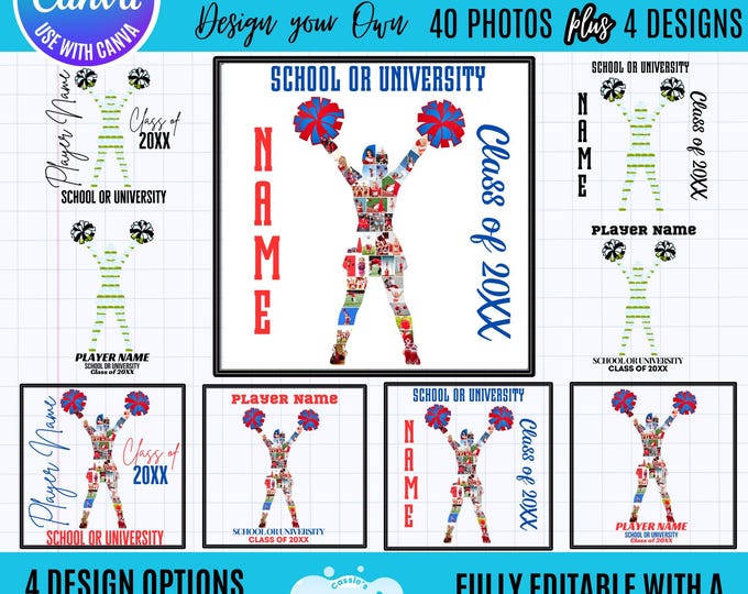 Cheerleading Photo Collage Template: Editable Canva Frame (Digital Download)