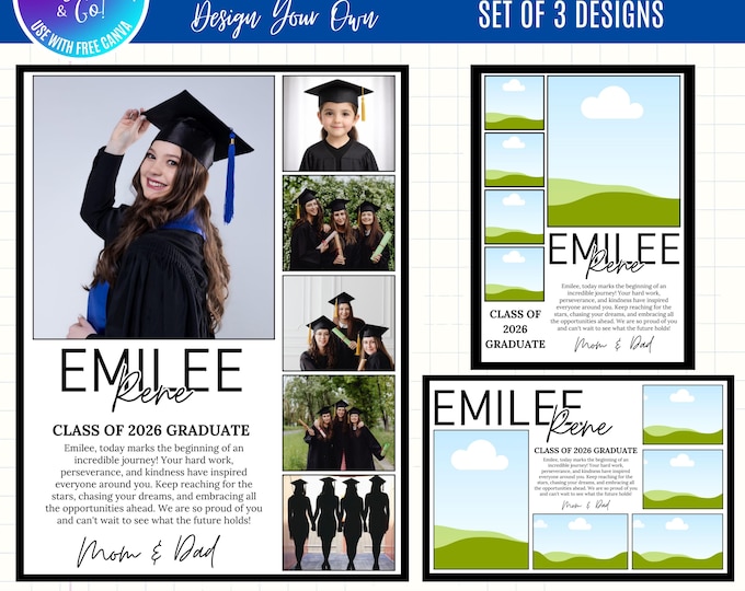 Graduation Yearbook Ad Templates, use with Canva, Full, Half, Quarter Page Designs (Digital Download) Grad yearbook page
