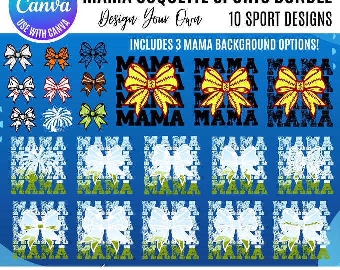 Mama Coquette Sports frames, Canva Sports Template, Coquette Sports Frames, Drag & Drop Mom Sports Frames, Mama Canva Sports templates