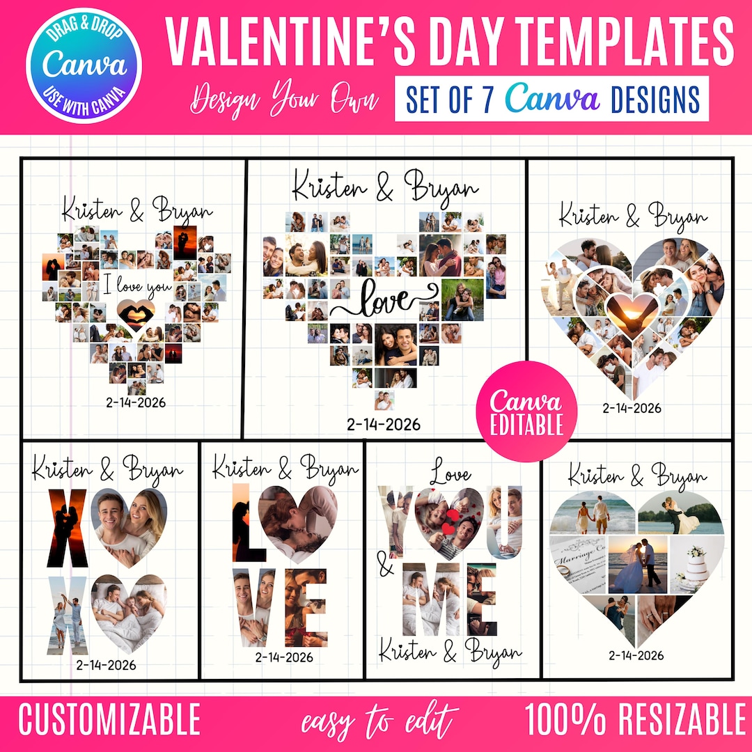 Canva Valentine Photo Collage Template, Love Photo Collage (digital — free download