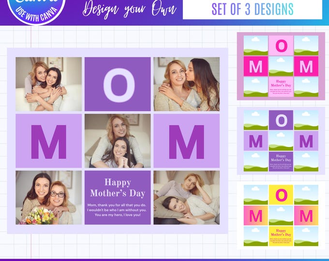 Mother's Day Photo Collage Canva Template, Canva Mother's Day gift, Gift for Mother's Day, Nana, Gigi, Mimi grandma gift (Digital Download