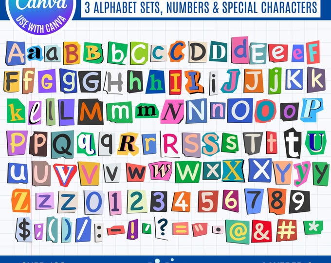Ransom Letter Canva Clipart: Cutout Magazine Alphabet (Digital Download)