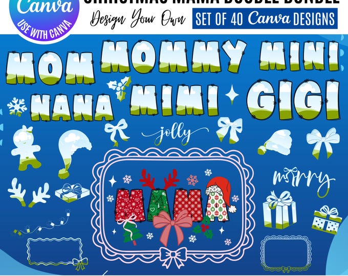 Coquette Mama Doodle Canva Templates: Christmas Bow Designs (Digital Download)