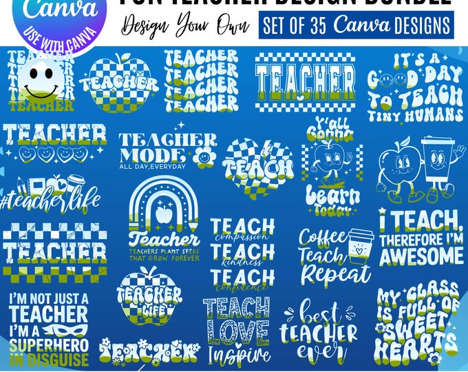 Retro Teacher Canva Templates: Varsity Designs Bundle (Digital Download)