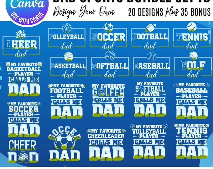Dad Sports Canva Frame Bundle, Canva Dad Templates, Sports Dad Canva Frames, Fathers Day Canva Designs, Drag & Drop, Baseball Templates