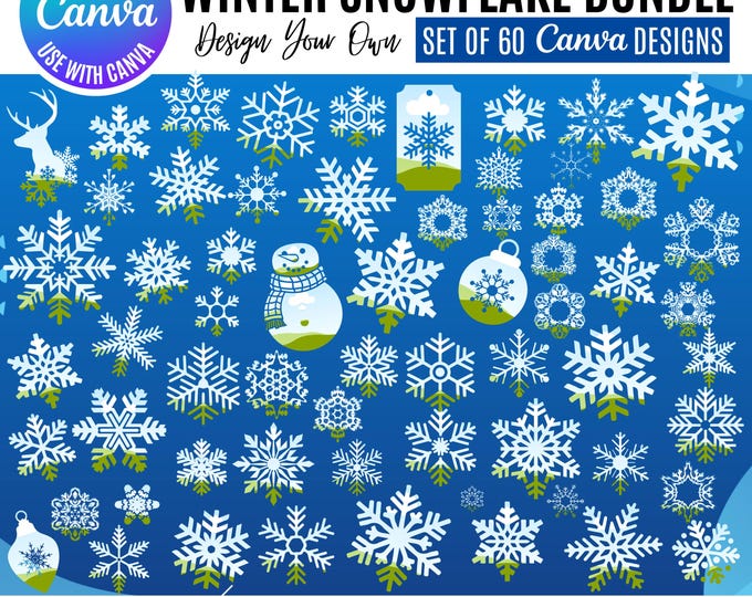 Winter Snowflake Canva Templates: Editable Designs Bundle (Digital Download)