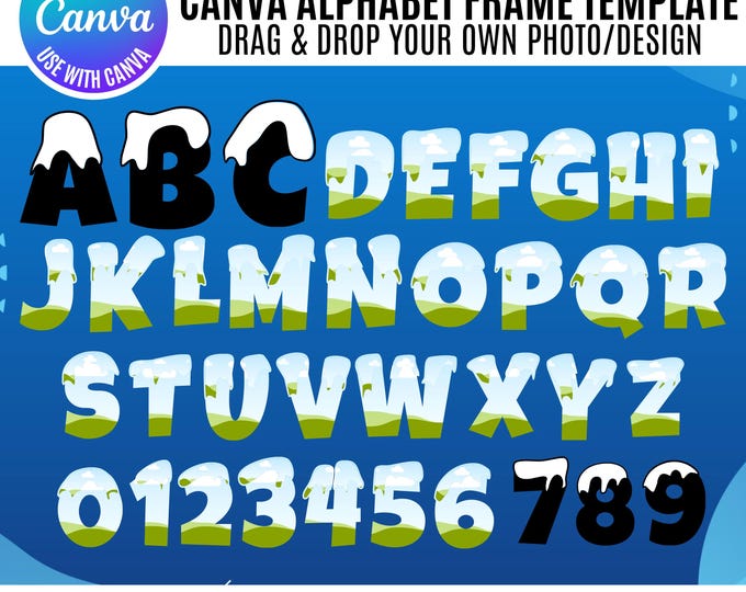 Winter Snow Canva Alphabet: Frosty Letter Clipart (Digital Download)