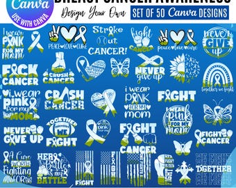 Breast Cancer Awareness Canva Templates: Pink Ribbon Designs (Digital Download)