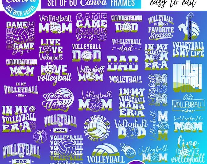 Volleyball Canva Templates Bundle: Editable Designs (Digital Download, Canva Volley templates, Canva volleyball designs