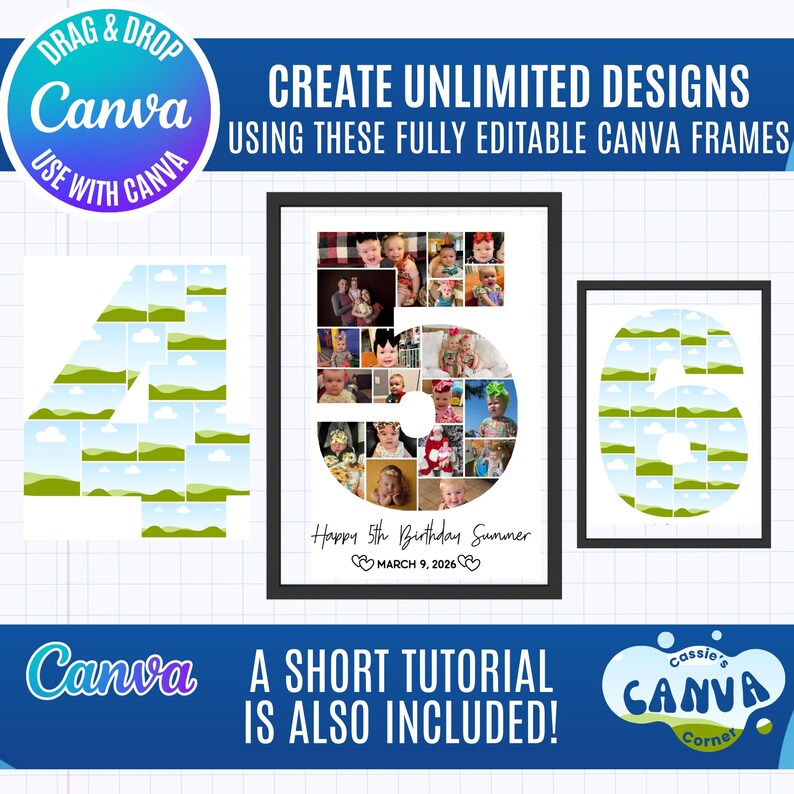 Canva Photo Collage Numbers 0-9: Editable Templates (digital Download ...