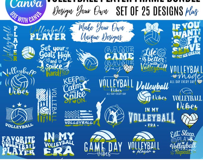 Volleyball Canva Bundle, Canva Volleyball player templates, volleyball bundle, volleyball season, canva sports bundle, volleyball lover clip