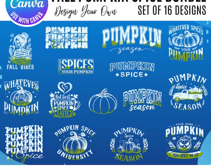 Pumpkin Spice Fall Canva Bundle,  Fall Canva Templates, Autumn Canva designs, Cozy Fall Aesthetic, Editable Social Media Graphics Bundle