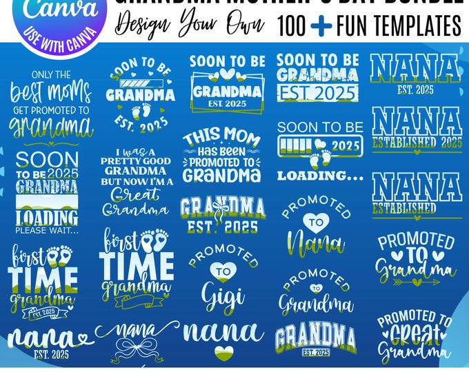 Grandma Mother's Day Canva Frame Bundle, Coquette Nana Templates, Mimi Frames, Mama Coquette Frames, Drag & Drop Template, Grandma frames