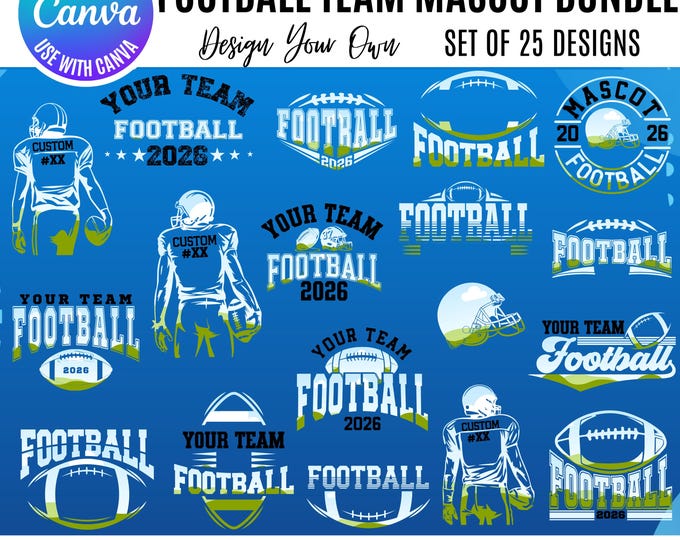 Football Canva Templates Bundle: Game Day Designs (Digital Download)