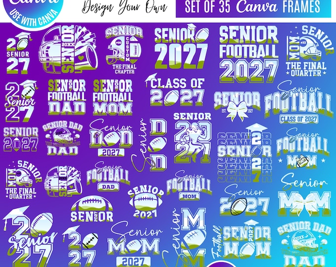 Senior Football 2027 Canva Templates Bundle, editable Senior Night Designs, football Player, Mom & Dad Templates, Senior Year 2027 football