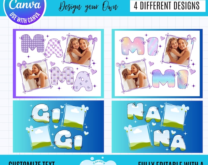 Mother's Day Photo Collage Canva Template, Canva Coquette Mom, Gift for Mother's Day, Nana, Gigi, Mimi grandma gift (Digital Download