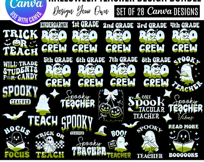Teacher Halloween Canva Templates Bundle: Spooky Classroom Designs (Digital Download)