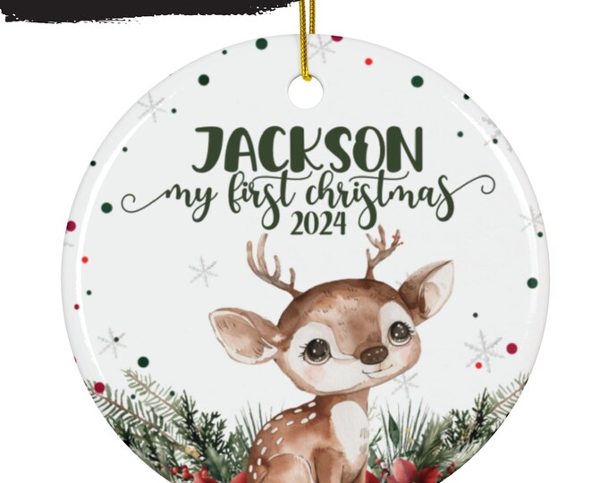 Personalized Baby's First Christmas Ornament 2024 New Baby Gift Baby Shower 1st Christmas Gift Baby Keepsake Ornament Custom Name Ornament