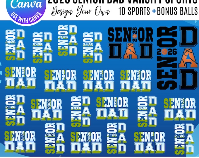 2026 Senior Varsity Dad Sports frames, Varsity Sports Mama Canva Template, Sports Frames, Drag & Drop Senior Dad Frames, Senior Mama Canva