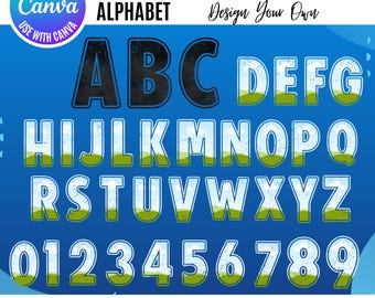 Grunge Varsity Letter Canva Frame Template, Distressed Alphabet (Digital Download)