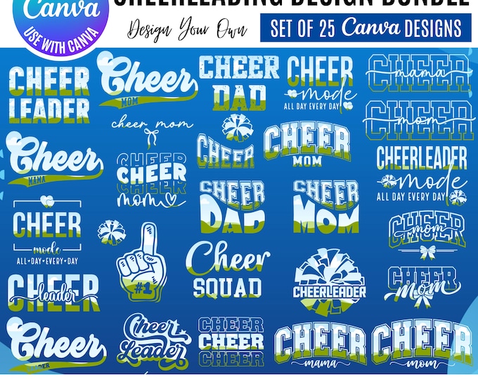 Cheerleader Canva Templates Bundle: Mom & Dad Designs (Digital Download), Canva Cheer Mom designs, Canva cheerleading