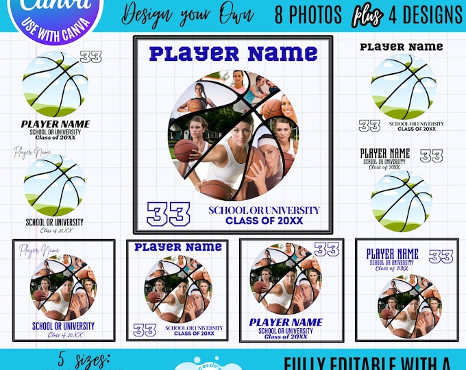 Basketball Photo Collage Canva Template, Senior Night Gift (Digital Download)