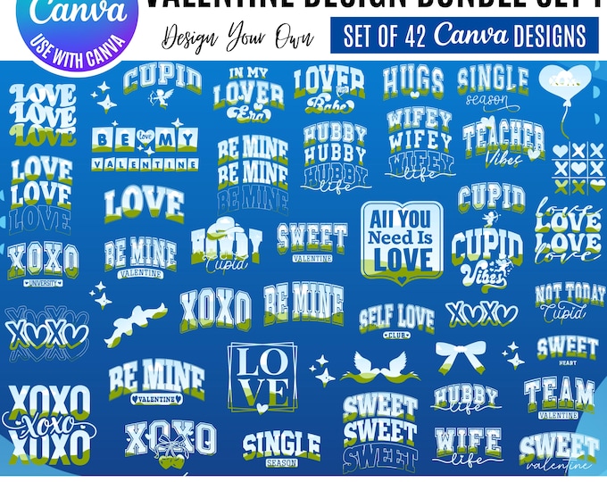 Valentine Canva Bundle, Editable Canva Templates: Canva Templates (Digital Download), editable Valentine bundle
