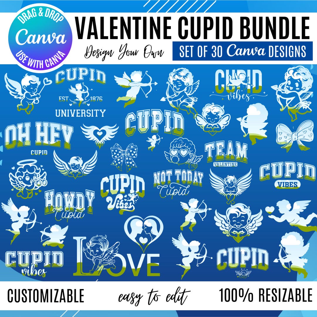 Valentine Cupid Canva Bundle: Canva Templates (digital Download) Cupid ...