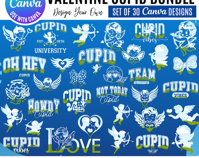 Valentine Cupid Canva Bundle: Canva Templates (Digital Download) Cupid Designs | Editable Valentine Templates | Cupid Graphics