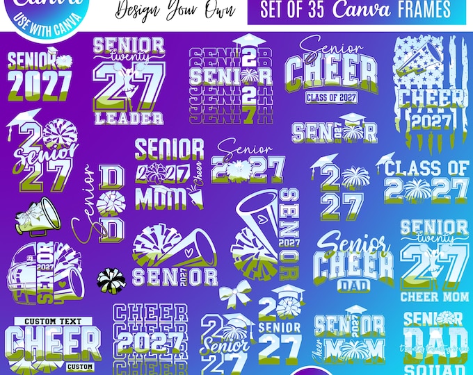 Senior Cheer 2027 Canva Bundle, Editable Cheerleading Designs, Senior Cheerleader, Cheer Mom & Cheer Dad Templates, Class of 2027