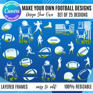 Football Canva Bundle, Canva Fall Football templates, fall football bundle, football season canva, game day template, canva sports bundle