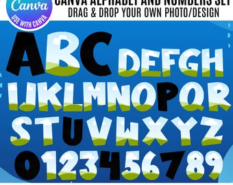 Retro Groovy Alphabet Canva Template: Fun Vintage Letters & Numbers (Digital Download)