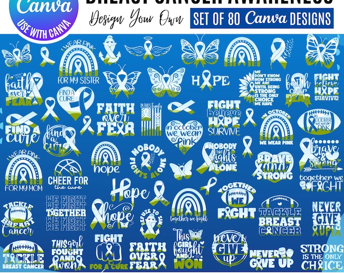 Breast Cancer Awareness Canva Templates: Pink Ribbon Designs (Digital Download)