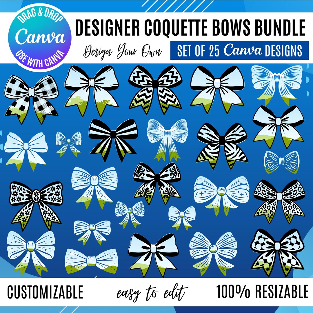 Coquette Designer Bows Canva Frame Templates: Drag & Drop Photo ...